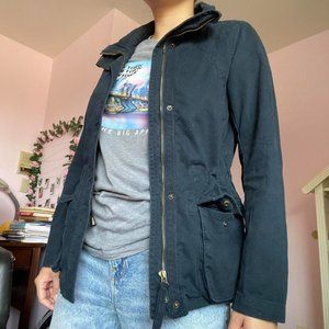 Navy Blue Jacket with Adjustable Cinched Waist
